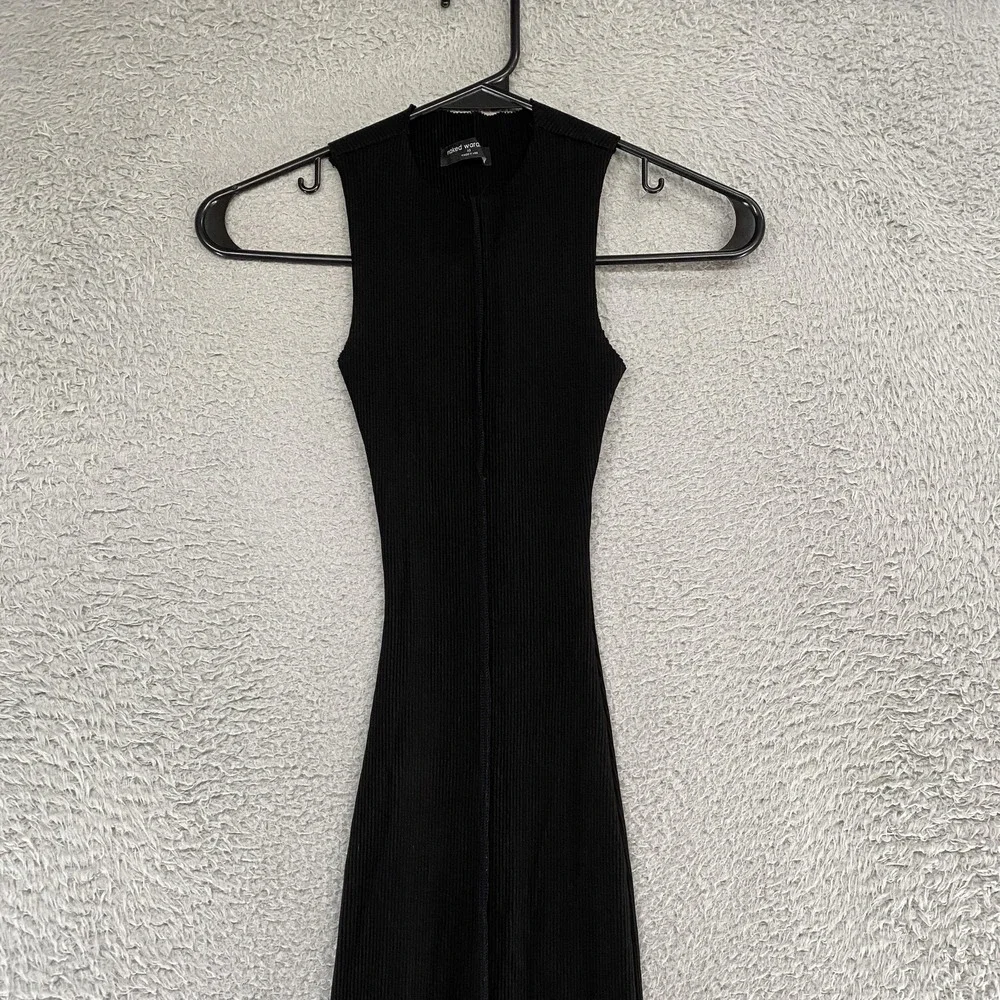 Naked Wardrobe Tank Dress Womens XS Black Ribbed Bodycon Midi USA Minimalist - Picture 3 of 12